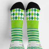 Green and White Crazy Patterns Socken (Oben)