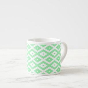 Green and white diamond pattern espressotasse