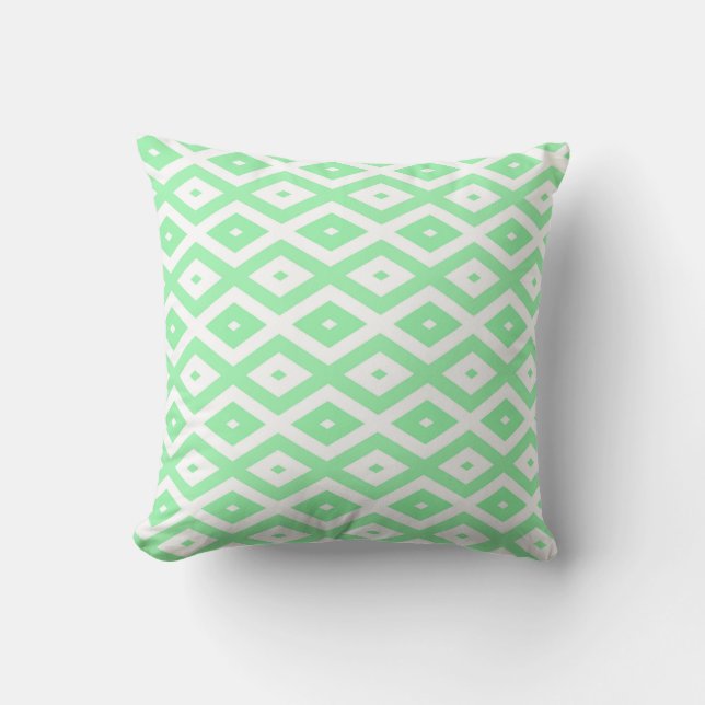 Green and white diamond pattern kissen (Vorderseite)