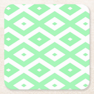 Green and white diamond pattern rechteckiger pappuntersetzer