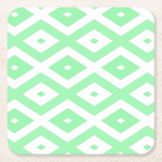 Green and white diamond pattern rechteckiger pappuntersetzer (Vorderseite)
