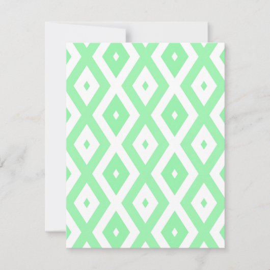 Green and white diamond pattern RSVP karte (Vorderseite)