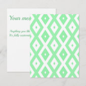 Green and white diamond pattern RSVP karte (Vorne/Hinten)