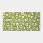 Green and White Floral Daisy Pattern Schreibtischunterlage (Vorderseite)