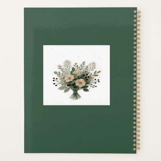 Green and White Floral Personalized Planner Planer (Rückseite)