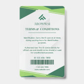 Green and White Geometric Custom Photo Ausweis (Rückseite)