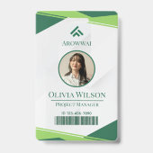 Green and White Geometric Custom Photo Ausweis (Vorderseite)