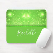Green and white glitter print mousepad (Mit Mouse)