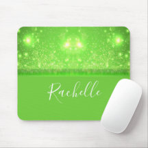Green and white glitter print
