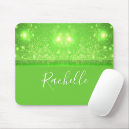 Green and white glitter print mousepad