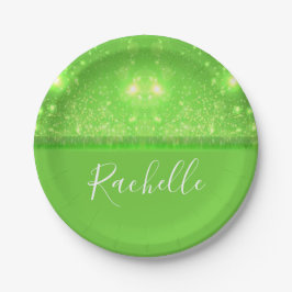 Green and white glitter print pappteller