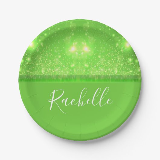 Green and white glitter print pappteller (Vorderseite)