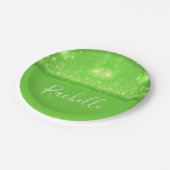 Green and white glitter print pappteller (Schrägansicht)