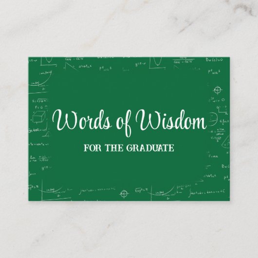Green and White Graduate Words of Wisdom Advice Begleitkarte (Vorderseite)