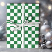 Green and White Holiday Check Geschenkpapier