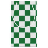 Green and White Holiday Check Kleine Geschenktüte (Rückseite)