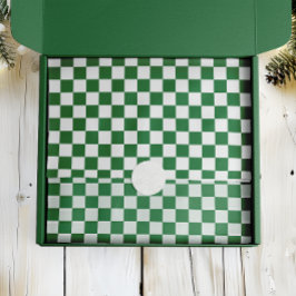 Green and White Holiday Check Seidenpapier