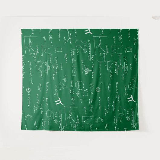 Green and White Mathematic Formulas Equations Wandteppich (Vorderseite (Horizontal))