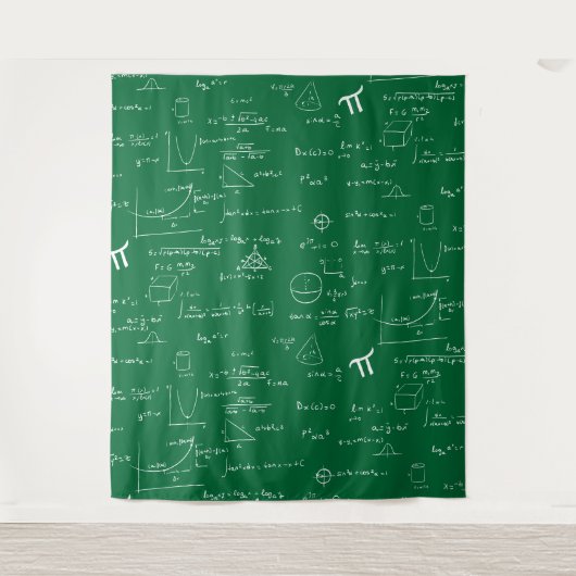 Green and White Mathematic Formulas Equations Wandteppich (Vorderseite)