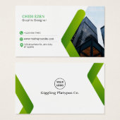 Green and White Minimalist Modern Business Card (Vorne & Hinten)