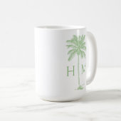 Green and White Palm Palmetto Tree Monogram Kaffeetasse (VorderseiteRechts)