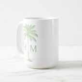 Green and White Palm Palmetto Tree Monogram Kaffeetasse (Vorderseite Links)