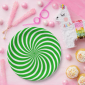 Green and White Peppermint Candy Holiday Pappteller (Party)