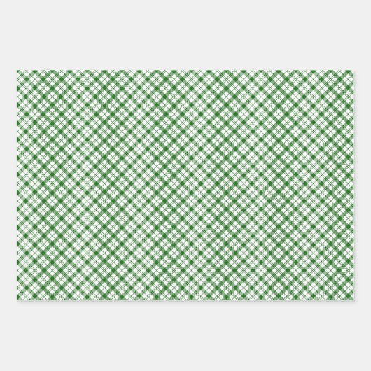 Green and White Pläd Wrapping Paper Sheets Geschenkpapier Set (Vorderseite 2)