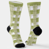 Green and White Plaid, Text on Foot Socken (Gewinkelt)
