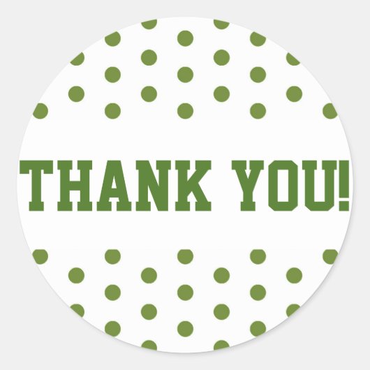 Green and White Polka Dots Vielen Dank Runder Aufkleber (Vorderseite)