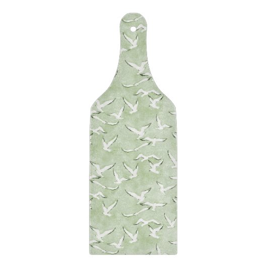Green And White Seagull Beach Bird Pattern Schneidebrett (Vorderseite)