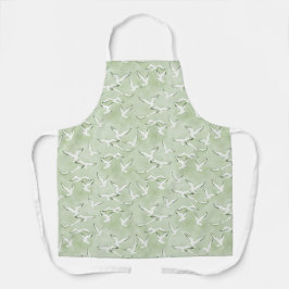 Green And White Seagull Beach Bird Pattern Schürze