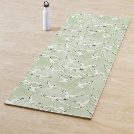 Green And White Seagull Bird Beach Pattern Yogamat Yogamatte