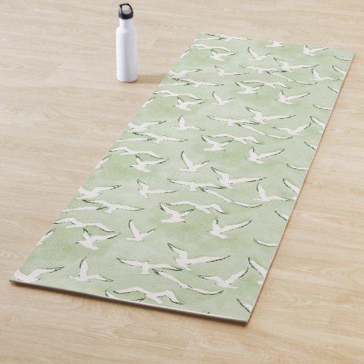 Green And White Seagull Bird Beach Pattern Yogamat Yogamatte (Beispiel)