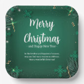 Green and White Simple Christmas Day 9" Square Pappteller (Vorderseite)