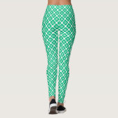 Green and white simple floral pattern retro leggings (Rückseite)
