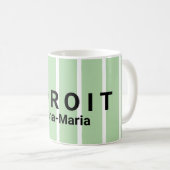 Green and White Striped Praise Design Kaffeetasse (VorderseiteRechts)