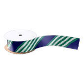 Green and white stripes pattern with navy blue satinband (Spule)