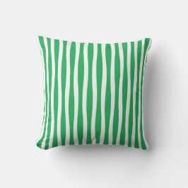 Green and White Wavy Stripe Throw Pillow Kissen