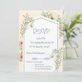 Green And White Wildflowers Geometric RSVP Card Einladung (Stehend Vorderseite)