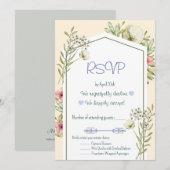 Green And White Wildflowers Geometric RSVP Card Einladung (Vorne/Hinten)