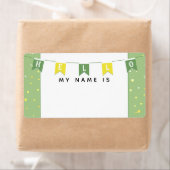 Green and Yellow Cute Hello My Name Is Sticker (Insitu)