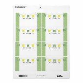 Green and Yellow Cute Hello My Name Is Sticker (Vorne)