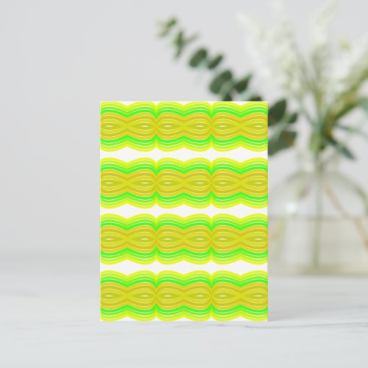 Green And Yellow Figure Eight Ribbon Pattern Art Postkarte (Stehend Vorderseite)