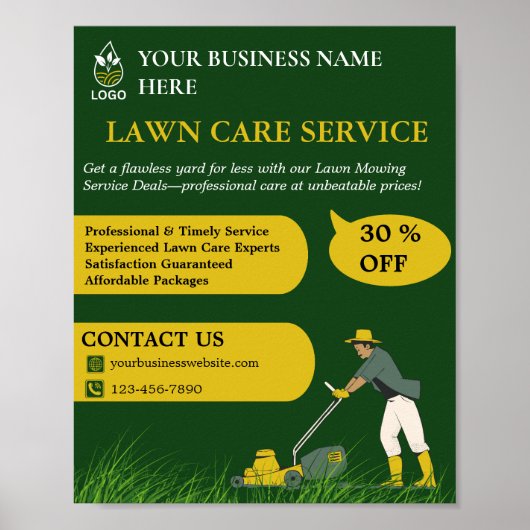 Green and Yellow  Lawn Care  Poster (Vorne)