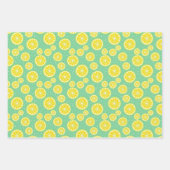 Green and Yellow Lemon Pattern Geschenkpapier Set (Vorderseite 3)