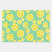 Green and Yellow Lemon Pattern Geschenkpapier Set (Vorderseite)