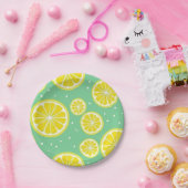 Green and Yellow Lemon Slice Pattern Pappteller (Party)