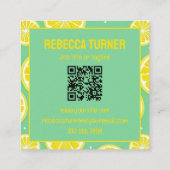 Green and Yellow Lemon Slice Pattern, QR Code Quadratische Visitenkarte (Rückseite)