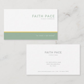 Green and Yellow Modern School Counselor  Visitenkarte